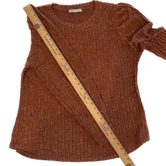 Miholl Waffle Knit Slouchy Twist Tie Hem Top Long Sleeves Size Women's XL - Picture 7 of 8